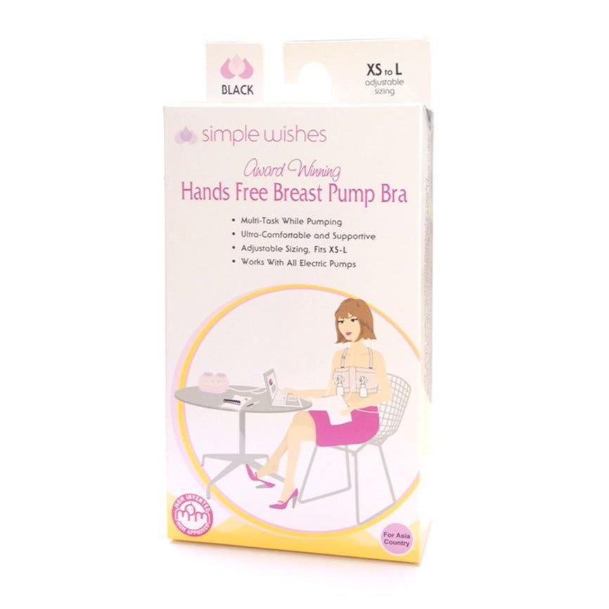 Simple Wishes Hands-Free Breastpump Bra, Black, XS-L